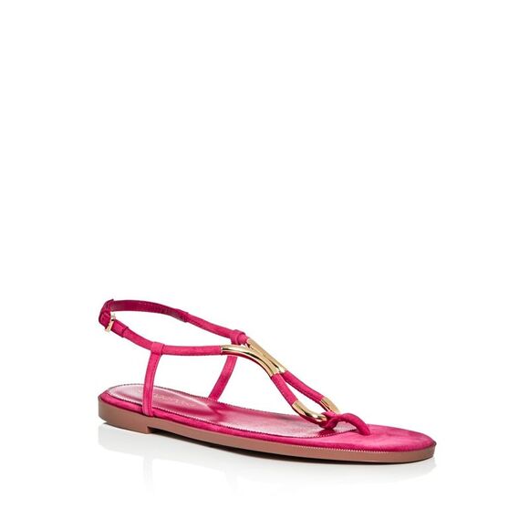 SERGIO ROSSI Womens Pink Accents Twist Round Toe Leather Thong Sandals 40